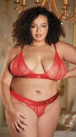 Plus Size Eyes On The Prize Crotchless Bralette Set