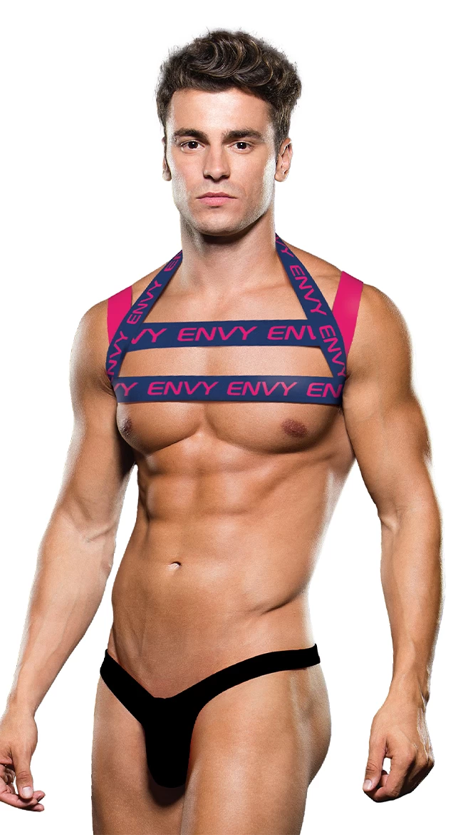 Men's Envy Pink And Blue Logo Harness 1 Men's Envy Pink And Blue Logo Harness