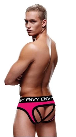 Men's Pink And Black Strappy Back Jockstrap