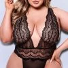 Plus Size Daring Deep Lace Teddy