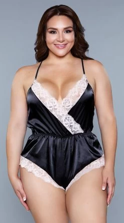 Be Wicked Plus Size Kiara Satin & Lace Romper