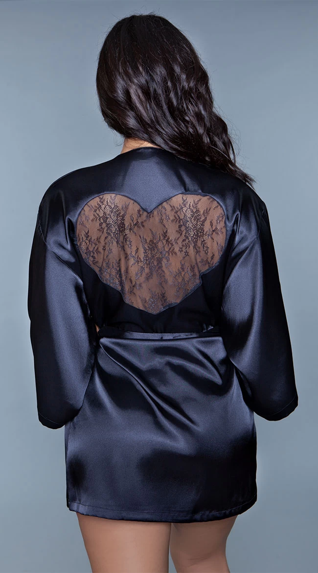 Be Wicked Amora Heart Satin Robe 3 Be Wicked Amora Heart Satin Robe - Image 3