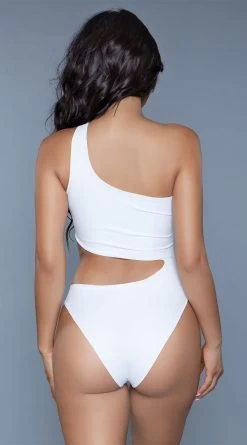 Be Wicked Quinn One Shoulder One Piece -Lingerie Shop BW 1976 white back 2020JUN23576