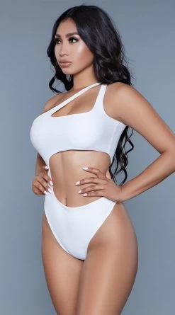 Be Wicked Quinn One Shoulder One Piece -Lingerie Shop BW 1976 white side 2020JUN23576