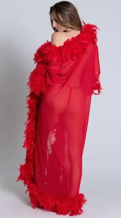 Be Wicked Deluxe Red Feather Robe - DUPLICATE SKU -Lingerie Shop BW BW834R RED PS05062019 7