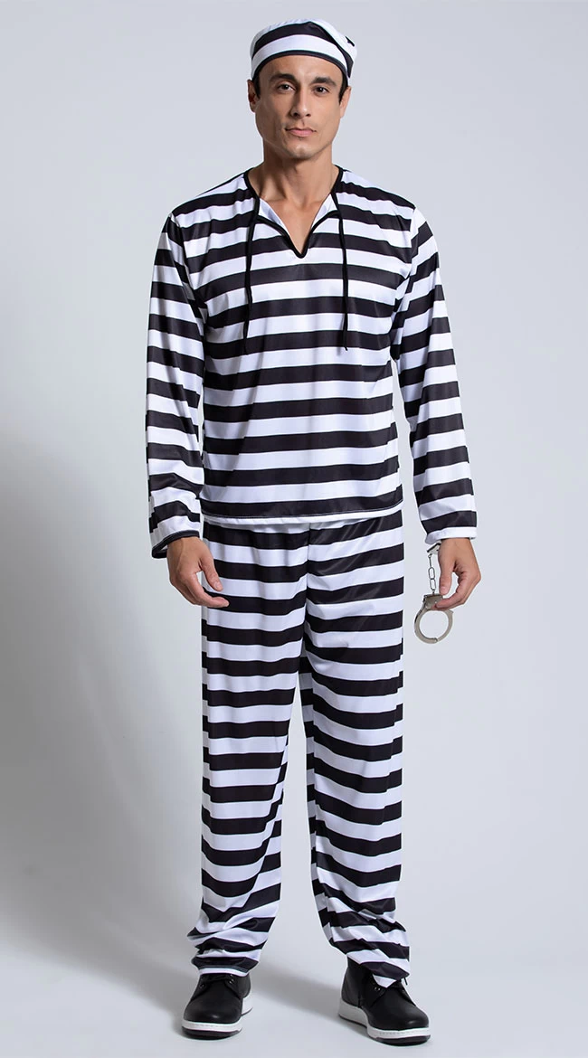 Men's Convict Costume 2 Men's Convict Costume - Image 2