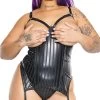 Coquette Plus Size Vinyl Tease Open Cup Bustier Set