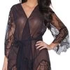 Coquette Draping Mesh And Lace Robe