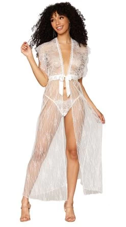 Dreamgirl Delicate White Lace Gown Set