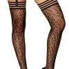 Dreamgirl Striped Leopard Thigh High Stockings