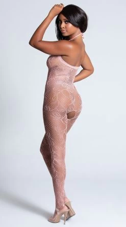 Patterned Peach Fishnet Bodystocking -Lingerie Shop EM 1652 PINK PS06062019 9