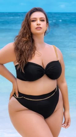 Plus Size Modern Retro Bandeau Bikini