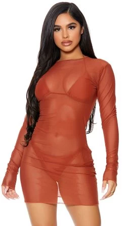 Forplay Sheer Clear Cover-Up Dress -Lingerie Shop FP 441424 rust alt3 lg 2021APR29176