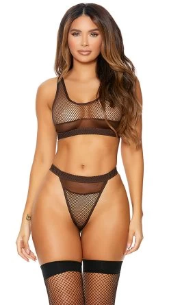 Forplay Fiercely Fishnet Bra Set 10 Forplay Fiercely Fishnet Bra Set -Lingerie Shop FP 771640 chocolate alt1 lg 2021APR29043