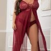 Plus Size Luxurious Lace Lingerie Gown Set