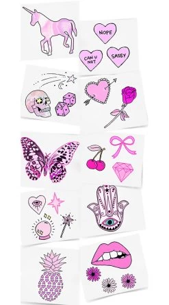 The Pretty In Pink Temporary Tattoo Pack
