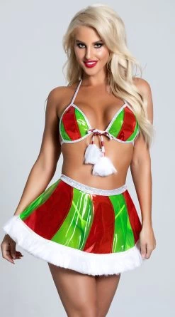 Holographic Vinyl Fur Skirt 8 Holographic Vinyl Fur Skirt -Lingerie Shop JV CH378 CH379 GREENRED 2 PS11102020