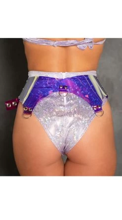 Vinyl D-Ring Garter Belt -Lingerie Shop JV FS120 BELT BRM INSET BK 2021MAY33828