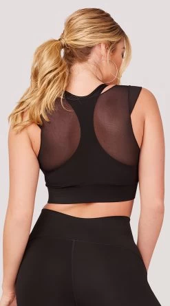 Mesh Over Sports Bra -Lingerie Shop LAS DQ1162 MESH OVER NYLON SPORTS BRA BLACK 2671 WEBSIZE
