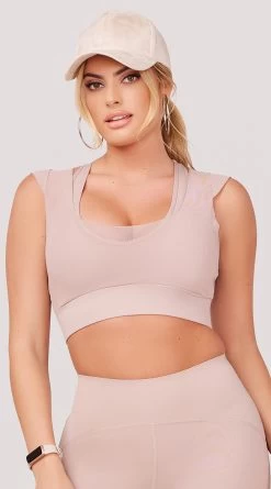 Mesh Over Sports Bra -Lingerie Shop LAS DQ1162 MESH OVER NYLON SPORTS BRA MOCHA 2928 WEBSIZE