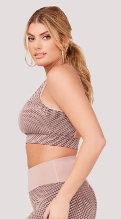 Textured Peekaboo Sports Bra -Lingerie Shop LAS POP013T TEXTURED PEEKABOO SPORTS BRA MOCHA 3038 WEBSIZE
