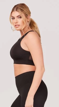 Sheer Gains Sports Bra -Lingerie Shop LAS SB013 MESH PANEL SPORTS BRA BLACK 2742 WEBSIZE