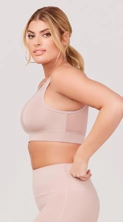 Sheer Gains Sports Bra -Lingerie Shop LAS SB013 MESH PANEL SPORTS BRA MOCHA 3597 WEBSIZE