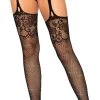 LEG AVENUE Rhinestone Lace Top Garter Stockings