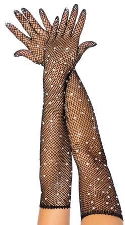 LEG AVENUE Rhinestone Fishnet Opera Gloves