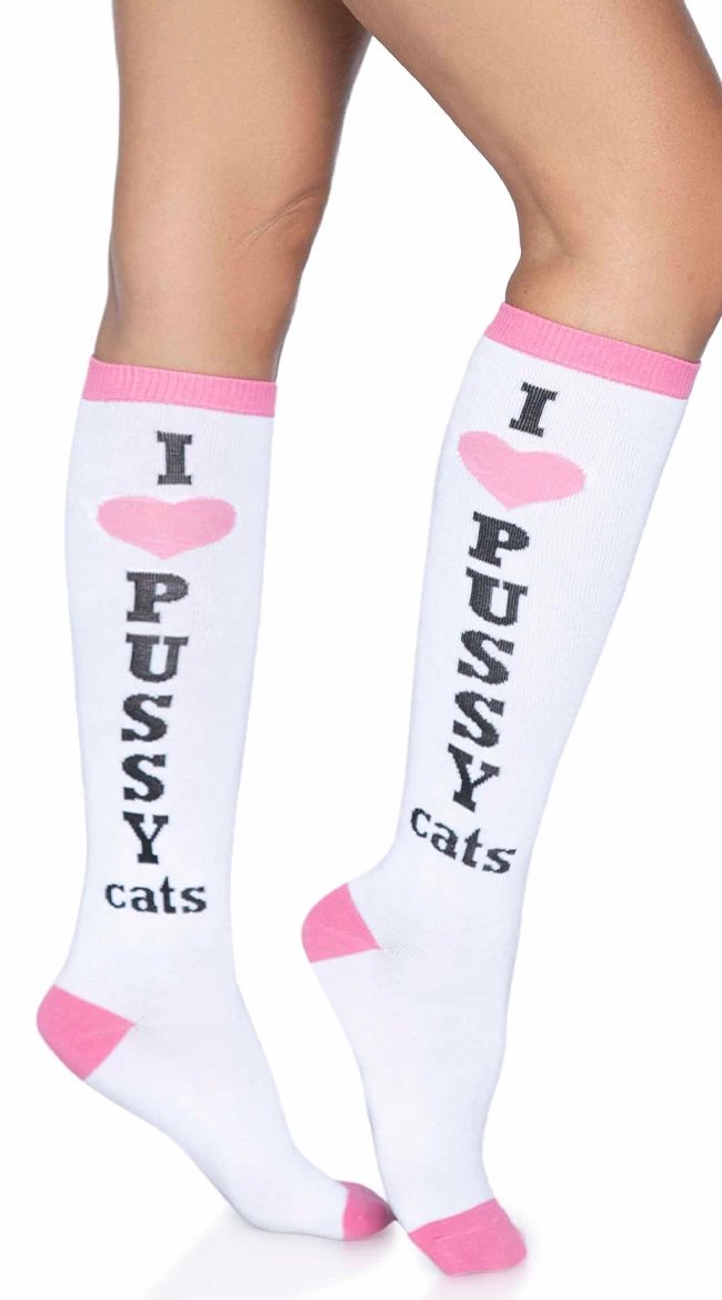 LEG AVENUE Pussycat Knee High Socks 1 LEG AVENUE Pussycat Knee High Socks