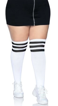 LEG AVENUE Plus Size Over The Knee Athletic Socks -Lingerie Shop LA 5627X 01 008 2022APR47820
