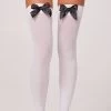 LEG AVENUE Opaque Thigh Highs With Satin Bow