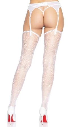 LEG AVENUE Dotted Daisy Fishnet Thigh High Stockings -Lingerie Shop LA 6646 02 002