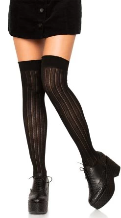 LEG AVENUE Rib Knit Thigh High Socks