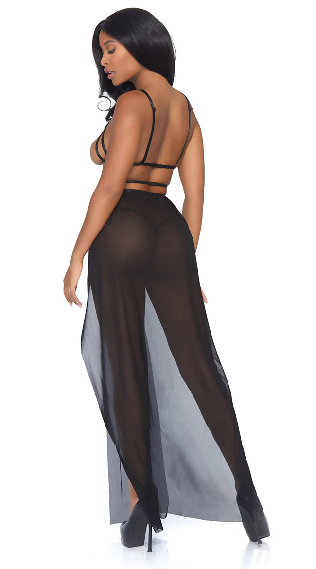 LEG AVENUE Open Cup Caged In Gown Set 2 LEG AVENUE Open Cup Caged In Gown Set - Image 2