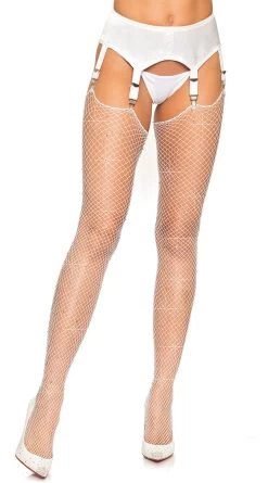 LEG AVENUE Rhinestone Fishnet Thigh High Stockings -Lingerie Shop LA 9124 01 002 2020FEB18808