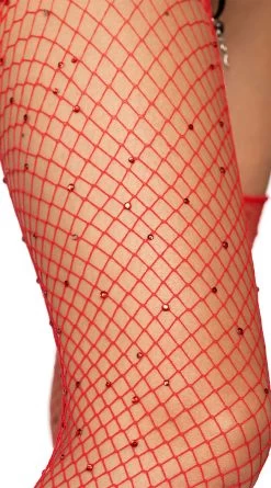LEG AVENUE Rhinestone Fishnet Thigh High Stockings -Lingerie Shop LA 9124 03 003 2020FEB18808