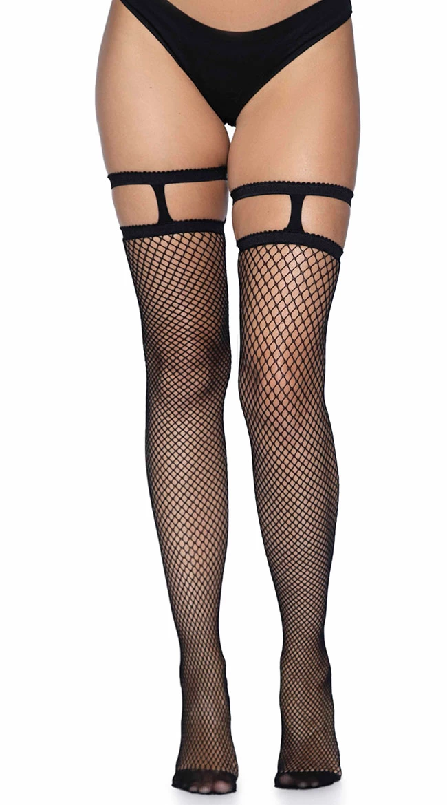 LEG AVENUE Garter Topped Fishnet Thigh High Stockings 2 LEG AVENUE Garter Topped Fishnet Thigh High Stockings - Image 2