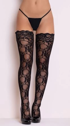 LEG AVENUE Stay-Up Floral Lace Thigh Highs