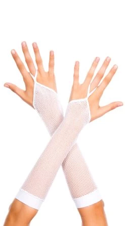 MUSIC LEGS One Finger Fishnet Gloves -Lingerie Shop ML 430 White CAT2014