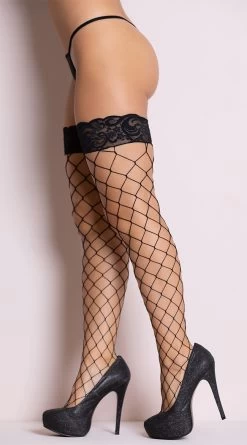 MUSIC LEGS Fence Net Thigh Highs With Lace Top -Lingerie Shop ML 4925 6 PS08292018
