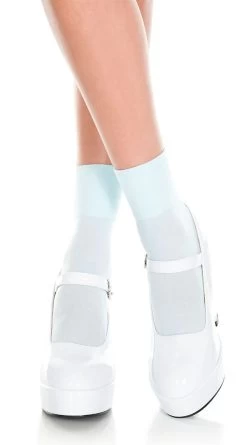MUSIC LEGS White Opaque Anklet Socks -Lingerie Shop ML 512 Babyblue 2019JULY