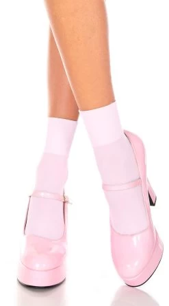 MUSIC LEGS White Opaque Anklet Socks -Lingerie Shop ML 512 babypink 2019UPDATE