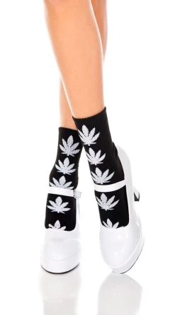 MUSIC LEGS Leaf Print Socks