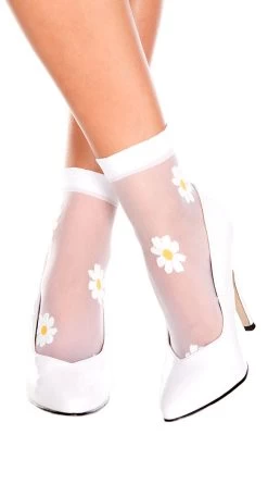 MUSIC LEGS Sheer Flower Ankle Socks