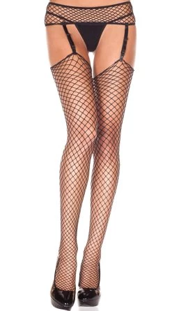 MUSIC LEGS Diamond Net Thigh High Stockings With Garter Belt 7 MUSIC LEGS Diamond Net Thigh High Stockings With Garter Belt -Lingerie Shop ML 7832 2 H2013