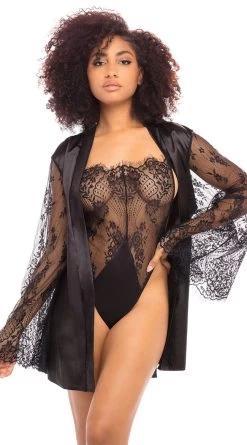 Embracing Lace Teddy & Robe Set -Lingerie Shop OL 40 11440 BK ALT2 BA 2020NOV25636