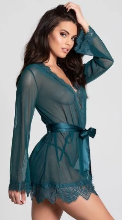 Yandy Eyelash Lace Robe Set -Lingerie Shop OL 94 11136 TEAL 6 PS06232020