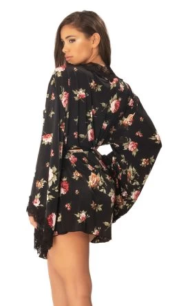 Reina Butterfly Sleeve Lace Robe 10 Reina Butterfly Sleeve Lace Robe -Lingerie Shop OL LJ 10731 BK100 BACK HR 2019FW