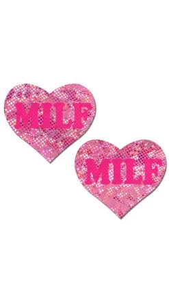Neon Pink MILF Heart Pasties